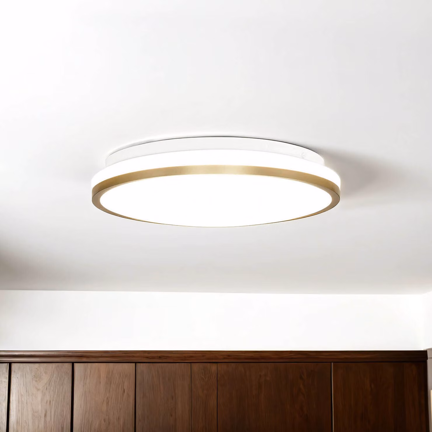 Plafoniera a LED in metallo Ø 28 cm in oro bianco rotonda 4000 K bianco neutro 730 lm
