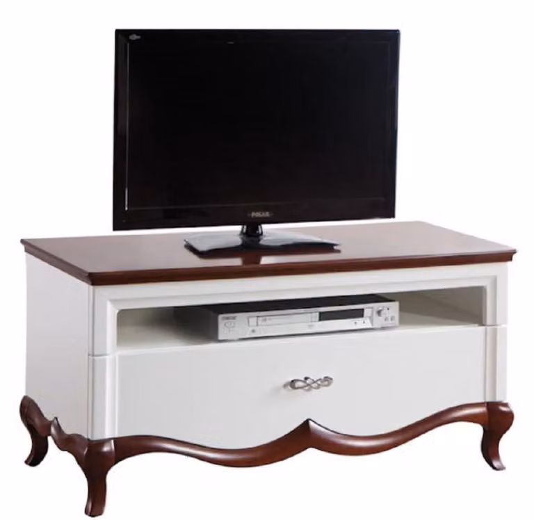 Casa Padrino credenza art déco con cassetto bianco/marrone scuro 114 x 46,5 x h. 55,7 cm - mobile TV - mobili soggiorno