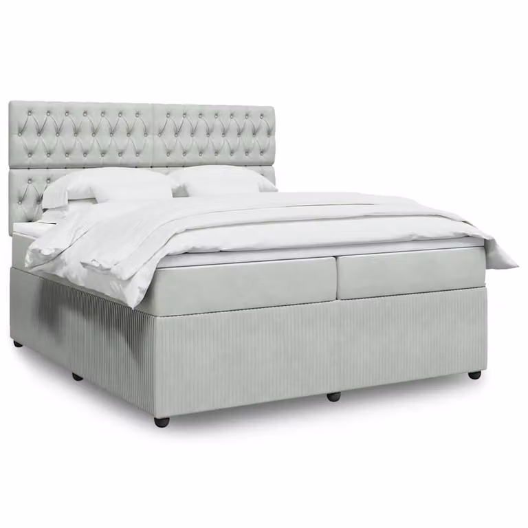 vidaXL Giroletto a Molle con Materasso in Velluto Grigio Chiaro L/P: 200 x 200 cm