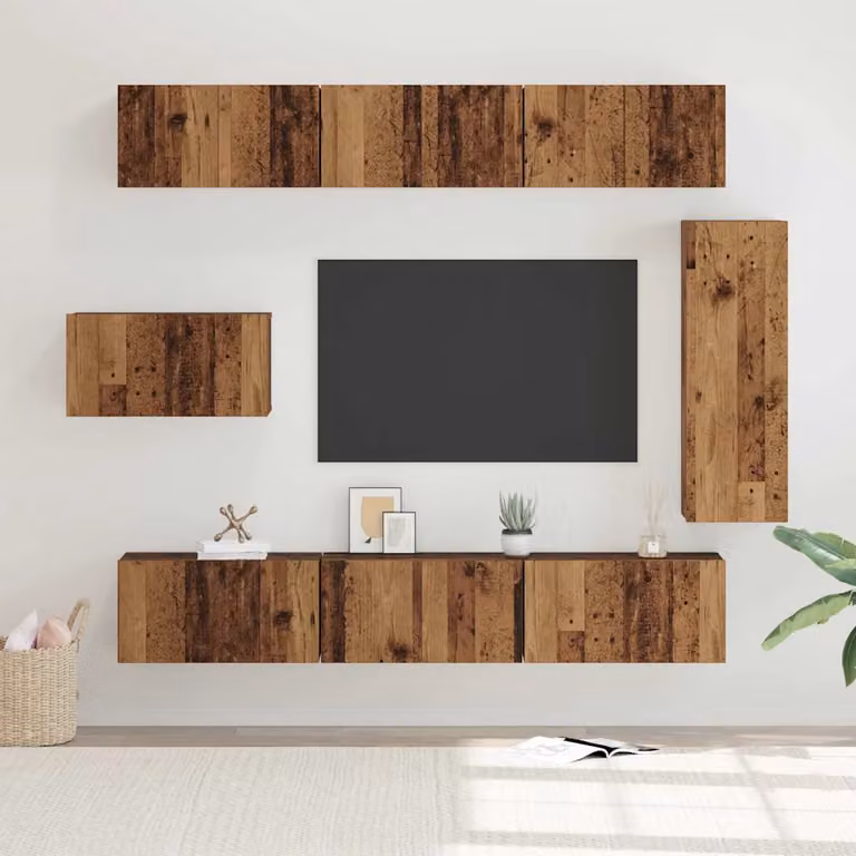 Set mobile TV moderno vidaXL in legno marrone, 8 pezzi, L/P/H: 160 x 40 x 50 cm