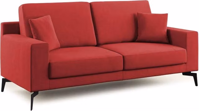 Divano moderno Prestige Divani.Store in tessuto rosso con cuscini inclusi e coperture rimovibili L: 186 cm – 1