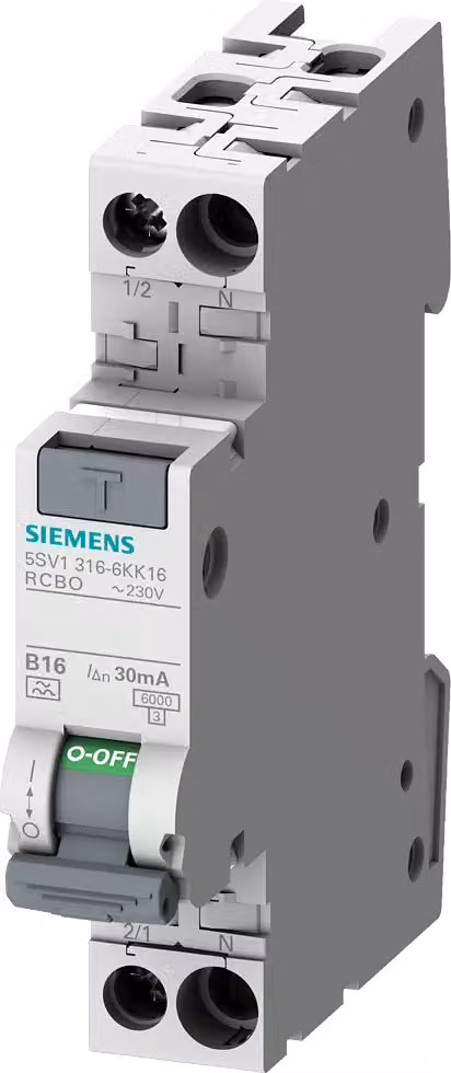 Siemens FI/LS compatto 1P+N 6 kA Tipo A 300 mA B6 5SV16166KK06