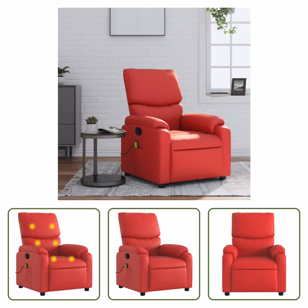 The Living Store Sedia da massaggio in Pelle finta rossa