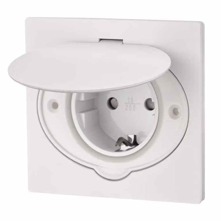 Presa a incasso metallica, presa a pavimento, grado di protezione IP44, colore bianco