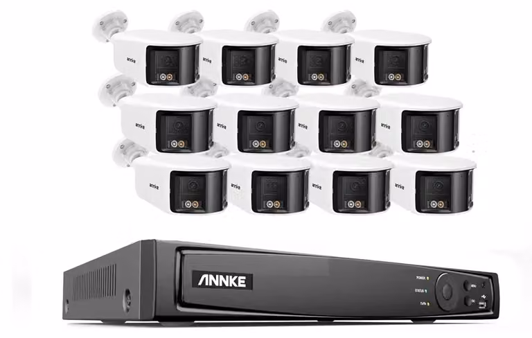 Kit di telecamere di sicurezza IP – 12 telecamere – Angolo di visione ultra-ampio di 180° – Risoluzione 8MP 4K – Visione notturna