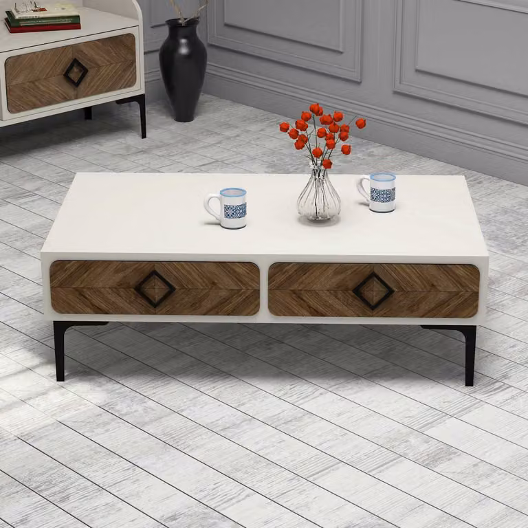 Skye Decor, Samba - Cream, tavolino, noce, 100% PANNELLI DI PARTICELLE RIVESTITI IN MELAMMINA, 105 x 60 x 34,6 cm