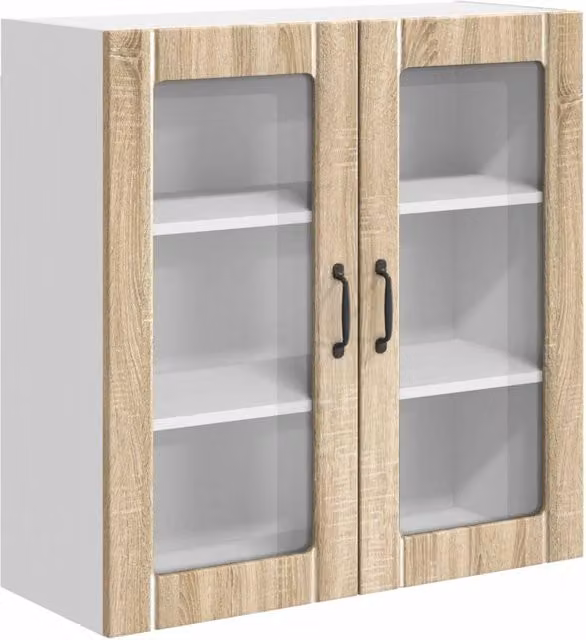Pensile da cucina | Mobile in vetro da parete LUCCA Rovere Sonoma 80 x 31 x 80 cm