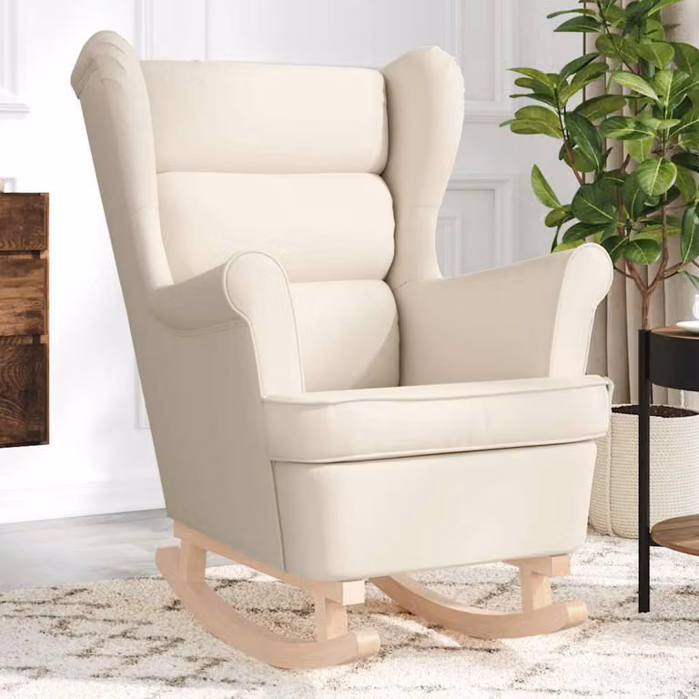 Maison Exclusive - Poltrona a dondolo, colore crema, dimensioni 74x90x102 cm, rivestimento in tessuto