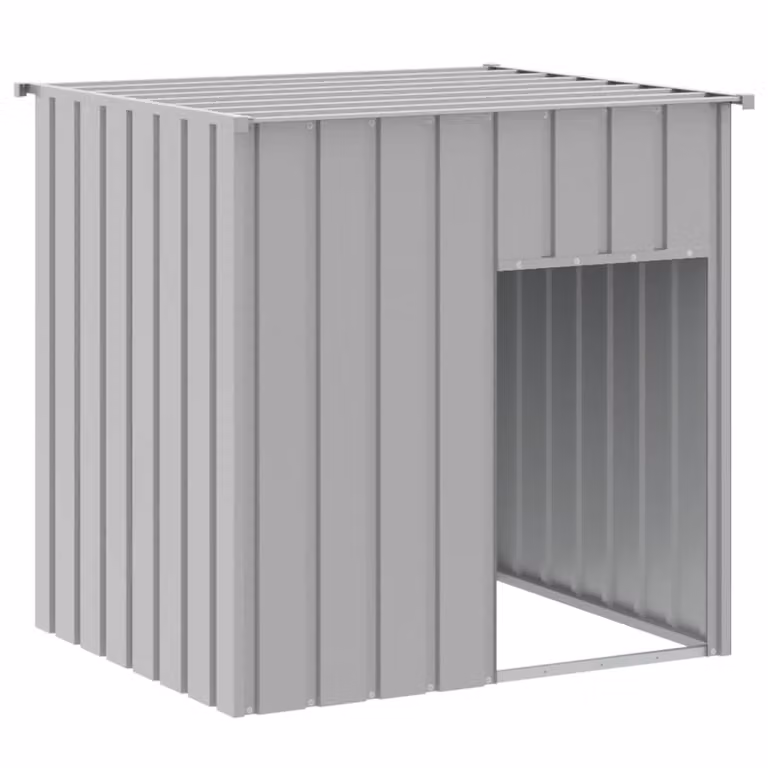 Cuccia per cani con tetto grigio chiaro 110x103x109 cm in acciaio zincato