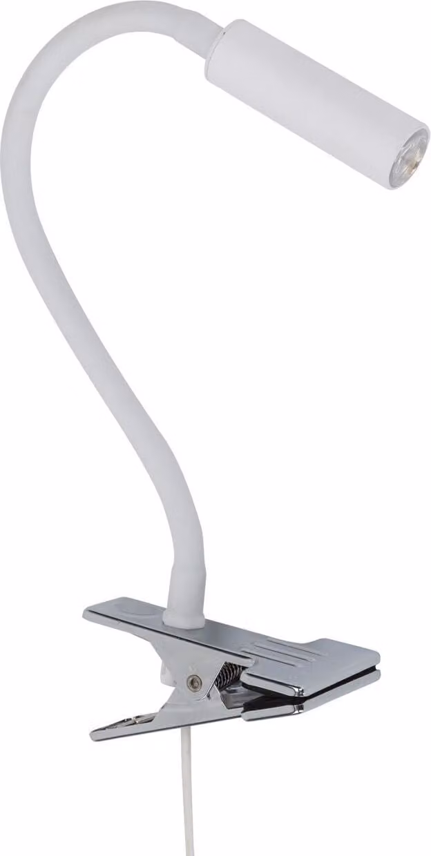 Lampada da tavolo a morsetto in metallo G9 altezza 40 cm braccio flessibile bianco cromo lampada da tavolo