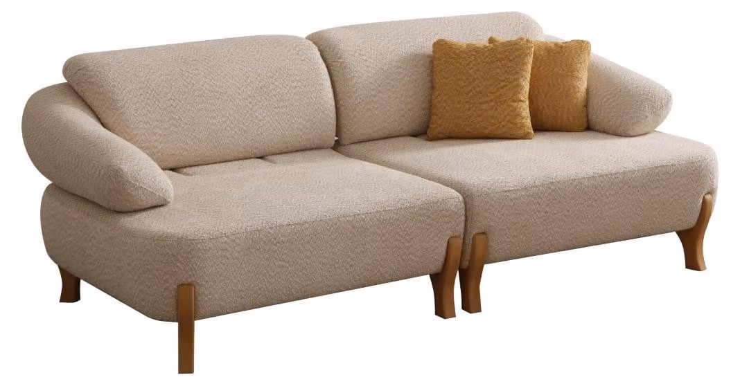Komfortable Wohnzimmer Möbel Beiger 3-Sitzer Edles Polstersofa