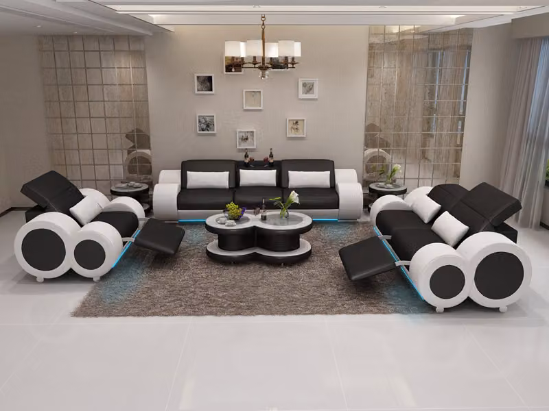 Ledersofa Couch Sofagarnitur 3+2+1 Sitzer Garnitur Design Modern Sofa G8035E