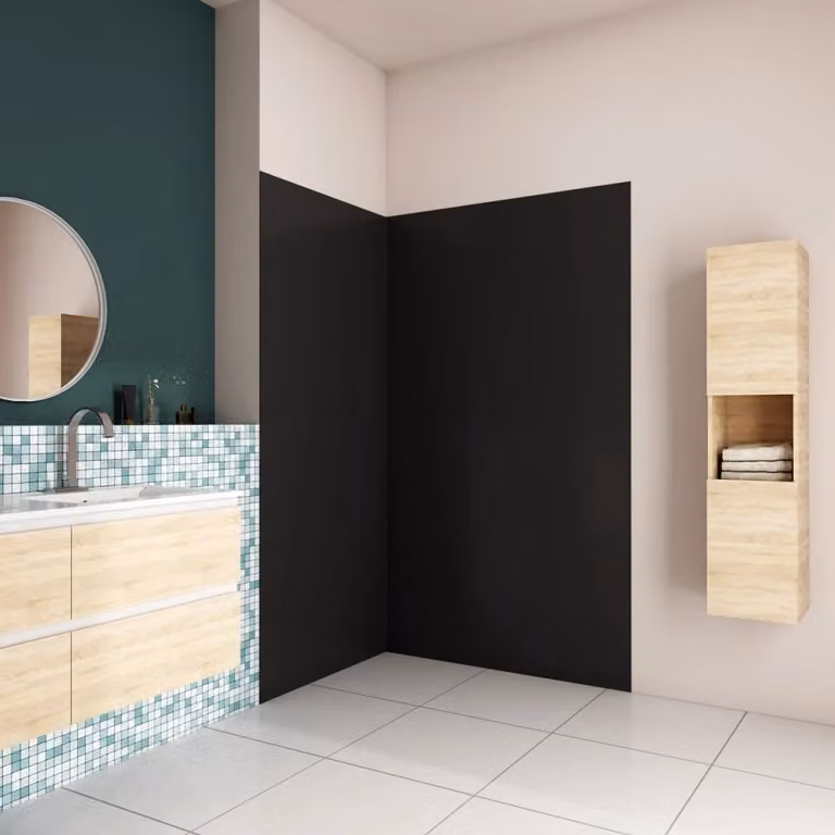 Pannello Doccia ad Angolo Aica Italy in Alluminio con Profili Nero Opaco L 80 x P 100 x H 210 cm