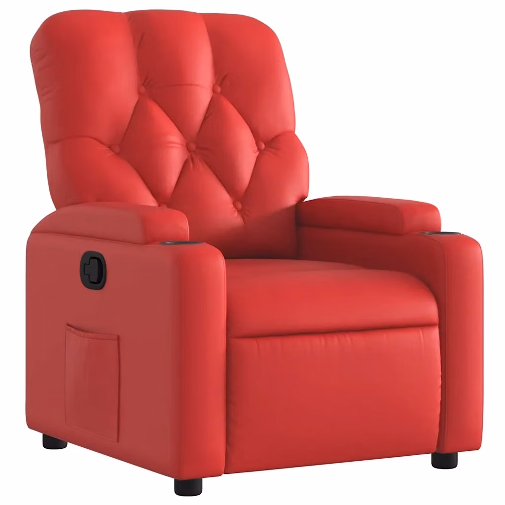 Poltrona reclinabile relax rossa in similpelle vidaXL con braccioli e struttura in legno e metallo – 2
