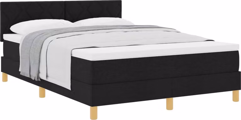 Letto a molle con cuscino Nero 160 x 200 cm Tessuto
