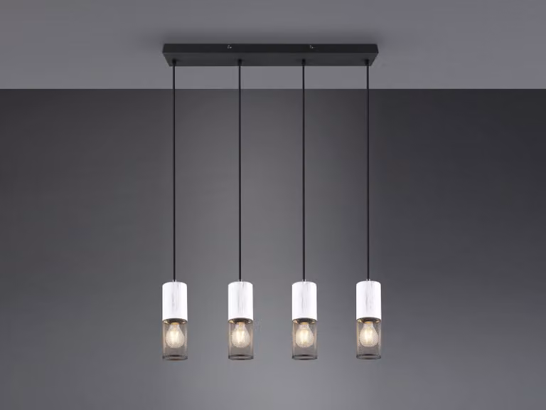 Lampada a sospensione TOSH bianco e nero 4xE27x40W in metallo, dimensioni: 150x65x9 cm, IP20, Trio