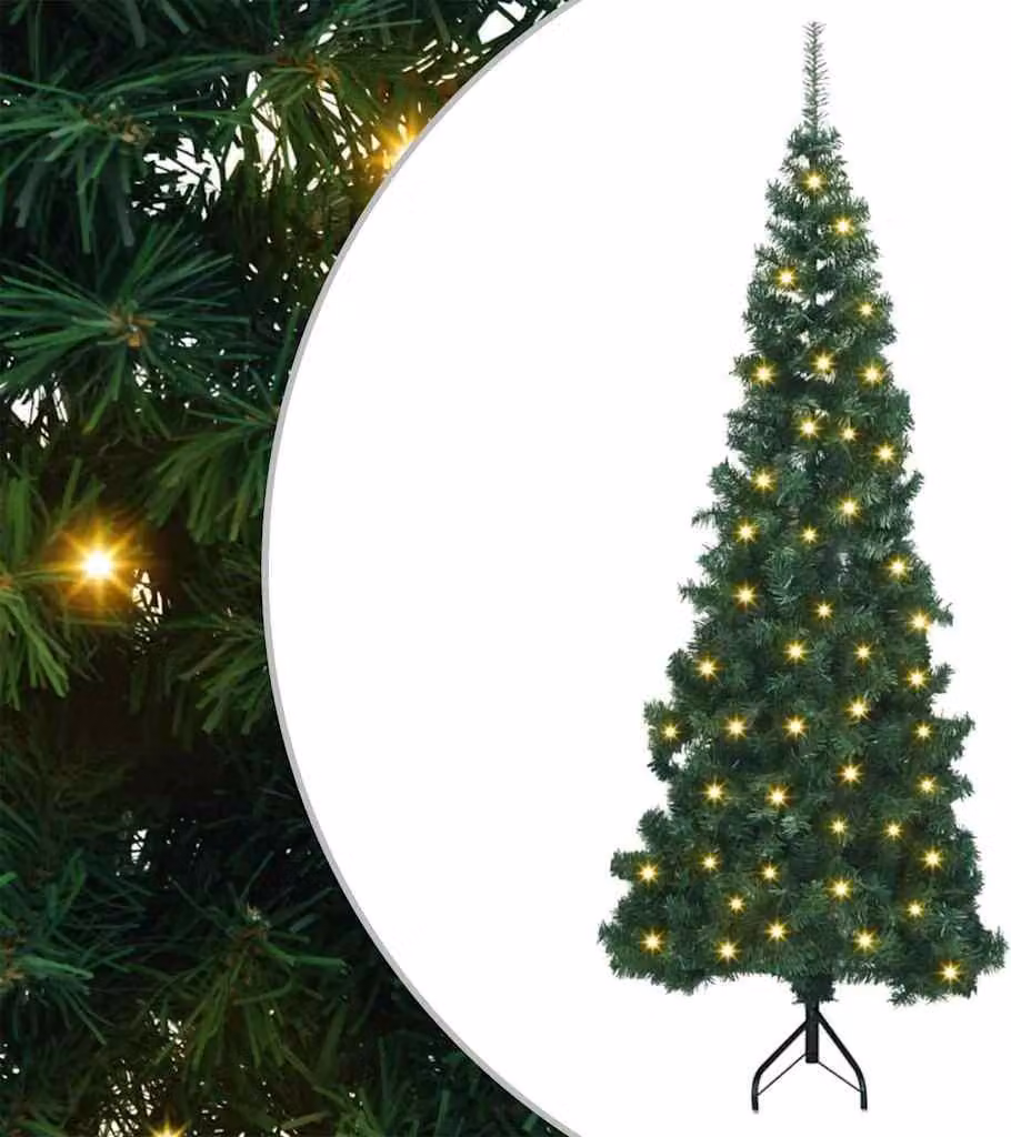 Albero di Natale Artificiale Angolare con 300 LED Verde 180 cm