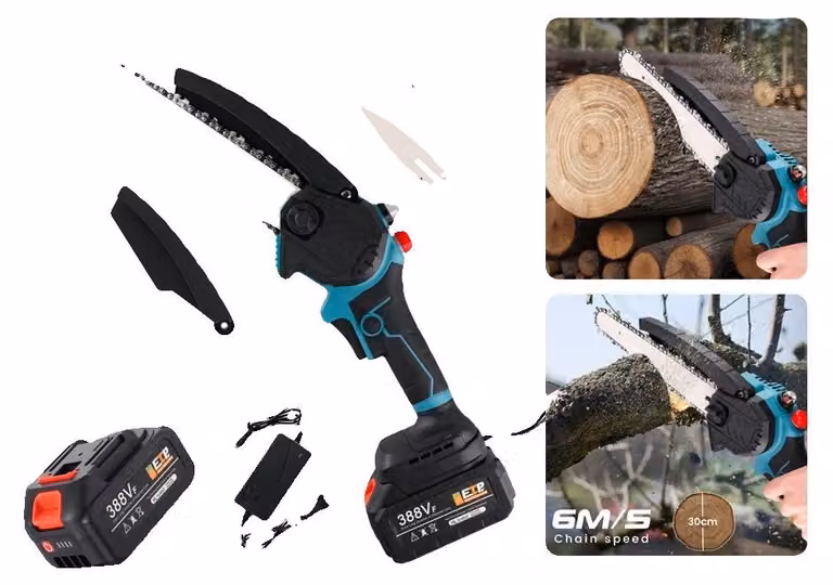 Troncatrice elettrica portatile, alimentata a batteria da 21V, con lama di 8 pollici, design leggero, batteria ricaricabile agli ioni di litio, ideale per progetti fai-da-te