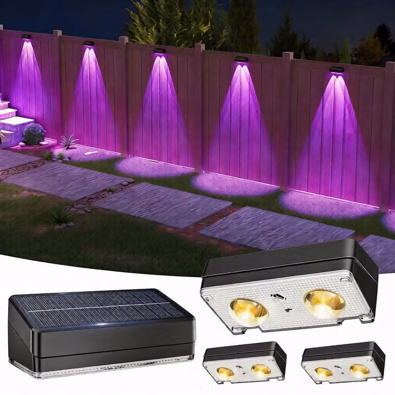 Set di 4 luci solari, 10 colori, cambio colore, grado di protezione IP65, RGB, colore nero