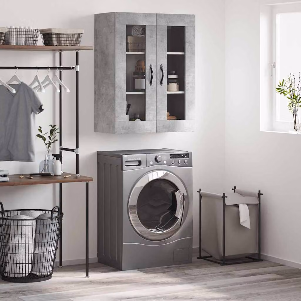 Mobile a parete vidaXL in stile moderno, Grigio Cemento, L: 69,5 cm, P: 34 cm, H: 90 cm