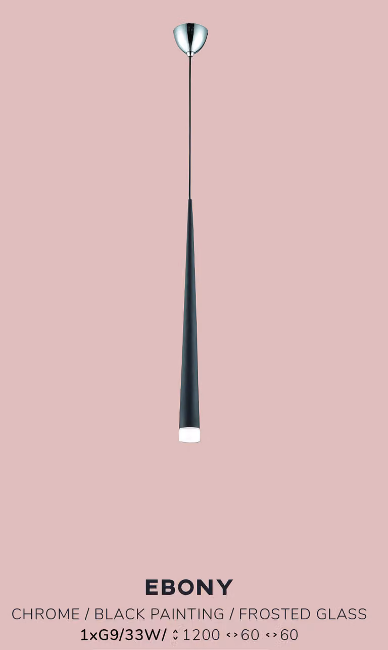 Lampada a sospensione EBONY 33W, nero/opaco, Ø: 60 H: 120 cm, attacco G9