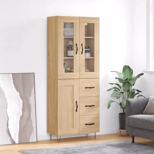 Credenza Rovere Sonoma 69,5x34x180 cm in Legno Multistrato 3198692