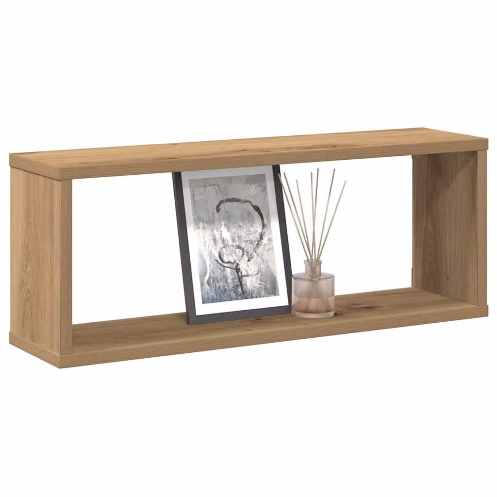 Set di 2 mensole a cubo vidaXL da parete in legno marrone, design moderno per soggiorno o camera da letto, L/P/H: 30 x 15 x 30 cm