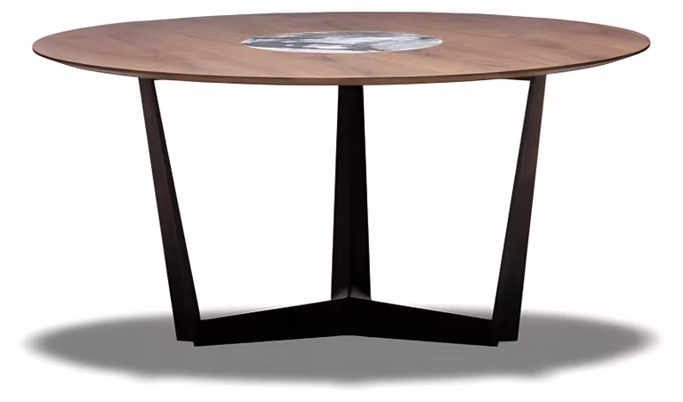 Eleganter runder Esstisch aus Holz in Braun für stilvolle Essbereiche