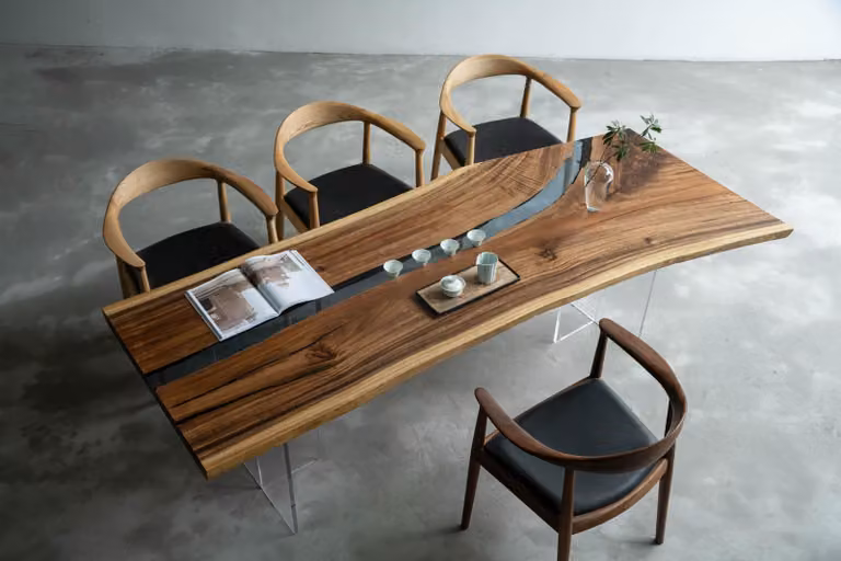 River Table Epoxidharz Couchtisch Massiv Tische 240x100 Flusstisch Echtes Holz