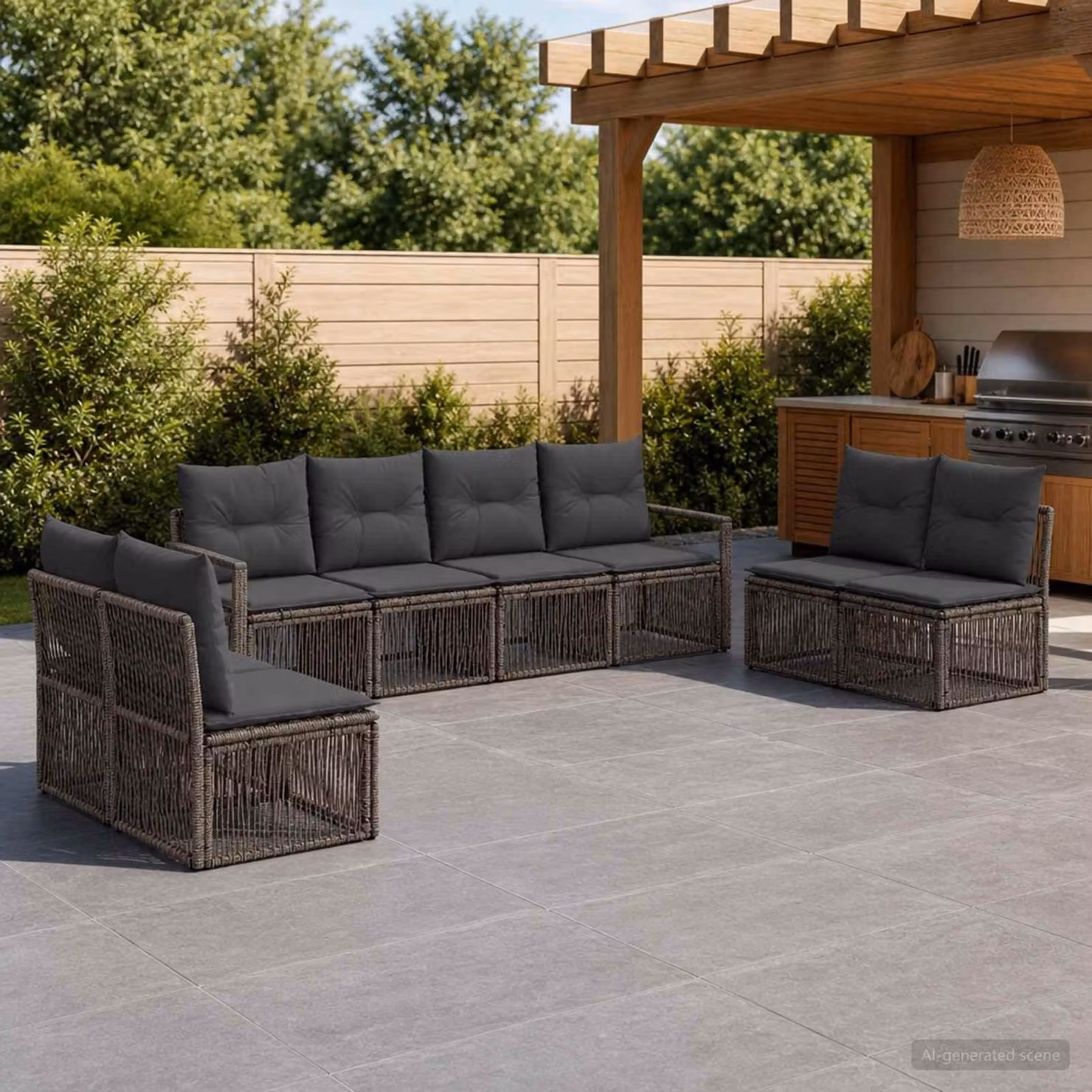 Maison Exclusive - Set da giardino composto da 8 pezzi. Divano in rattan sintetico, colore grigio