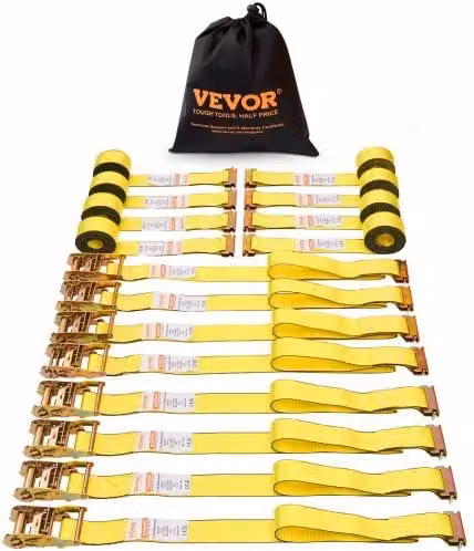 VEVOR Confezione da 8 cinghie di ancoraggio a cricchetto 2,36 T 0,05 x 4,6 m per carichi pesanti