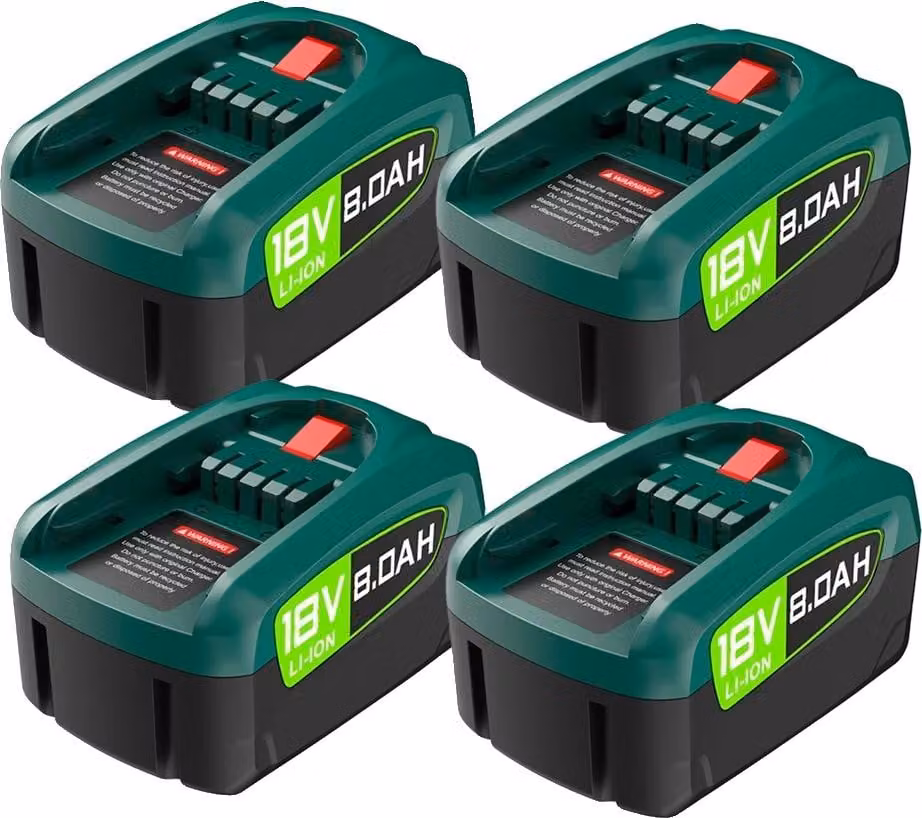 Batteria di ricambio, 8000 mAh, compatibile con gli utensili elettrici, 4 batterie 8000 mAh, 18V