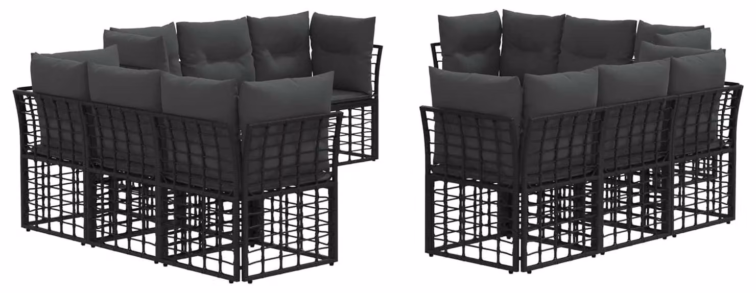 Set di divani da esterno Nero Poliestere