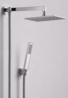 Kit Doccia Bagnoclic con Soffione Rain Quadrato Ø20 cm, Braccio Quadrato 25 cm e Doccino, Colore Cromo