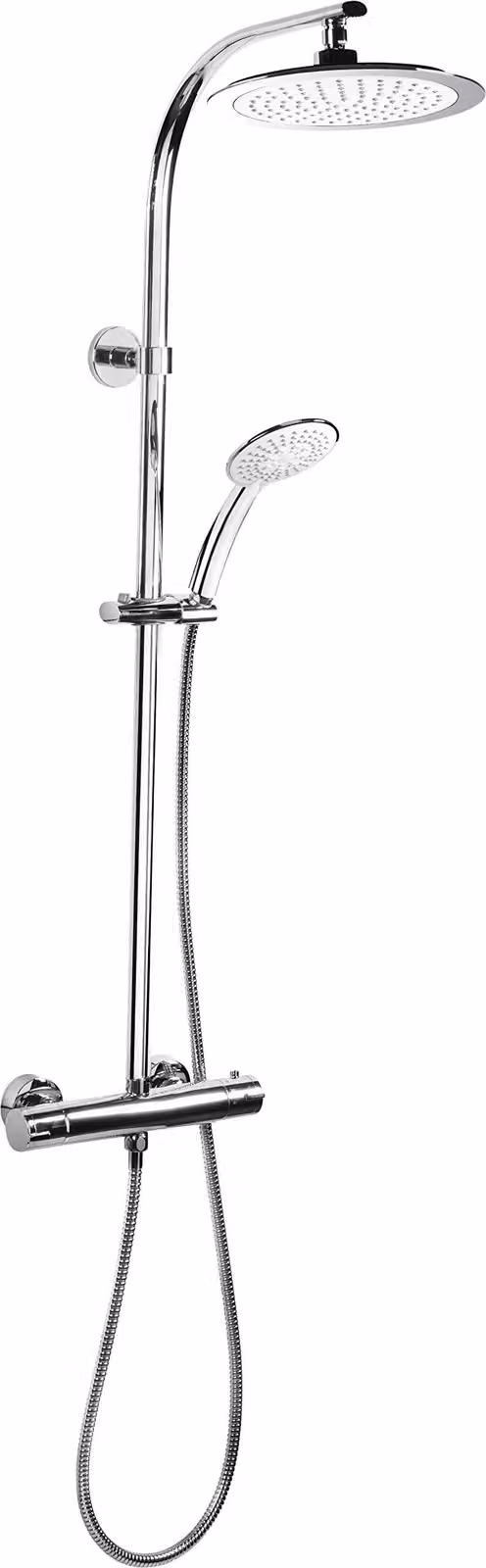 Sistema doccia Style, con termostato, soffione manuale con 5 diverse tipologie di getto, finitura cromata