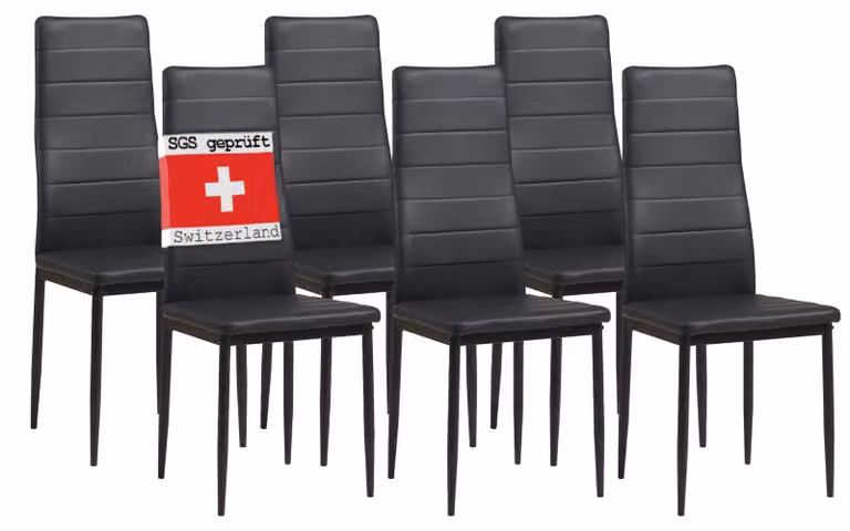 Albatros sedie da sala da pranzo MILANO set di 6, nero - sedia imbottita con rivestimento in Pelle finta, design moderno ed elegante per il tavolo da pranzo - sedia da cucina sedia da sala da pranzo con elevata capacità di carico fino a 110kg