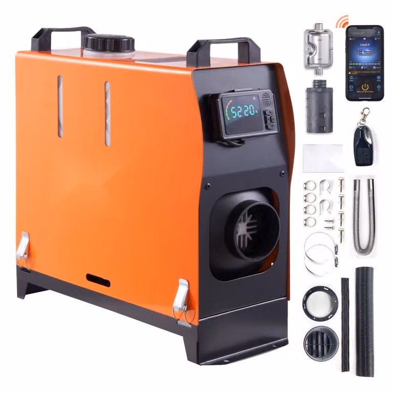 Riscaldatore diesel ad aria per parcheggi 12 V 8 kW, riscaldatore d'aria riscaldatore diesel ad aria per parcheggi con display LCD e telecomando per autobus, camion & co. - 0,16-0,62 L/h - Riscaldatore diesel ad aria