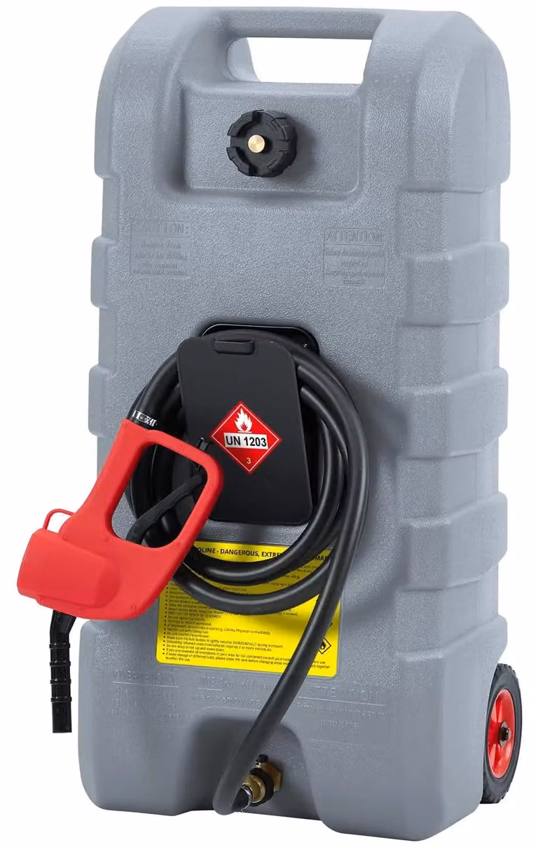 Contenitore per carburante, pompa manuale, tubo di 3 metri, colore grigio
