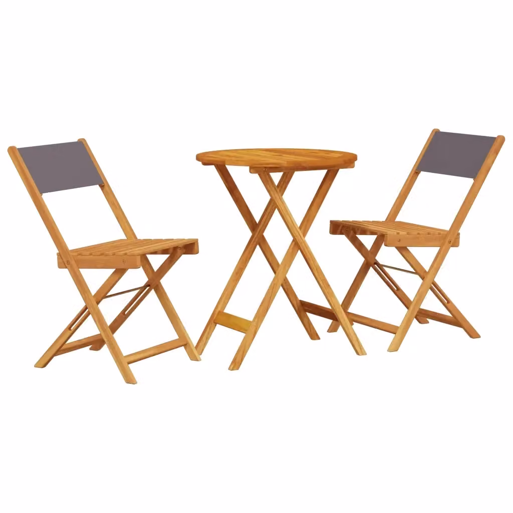 Set da Bistrot vidaXL 3 Pezzi in Legno di Acacia Antracite per Giardino e Balcone – 2