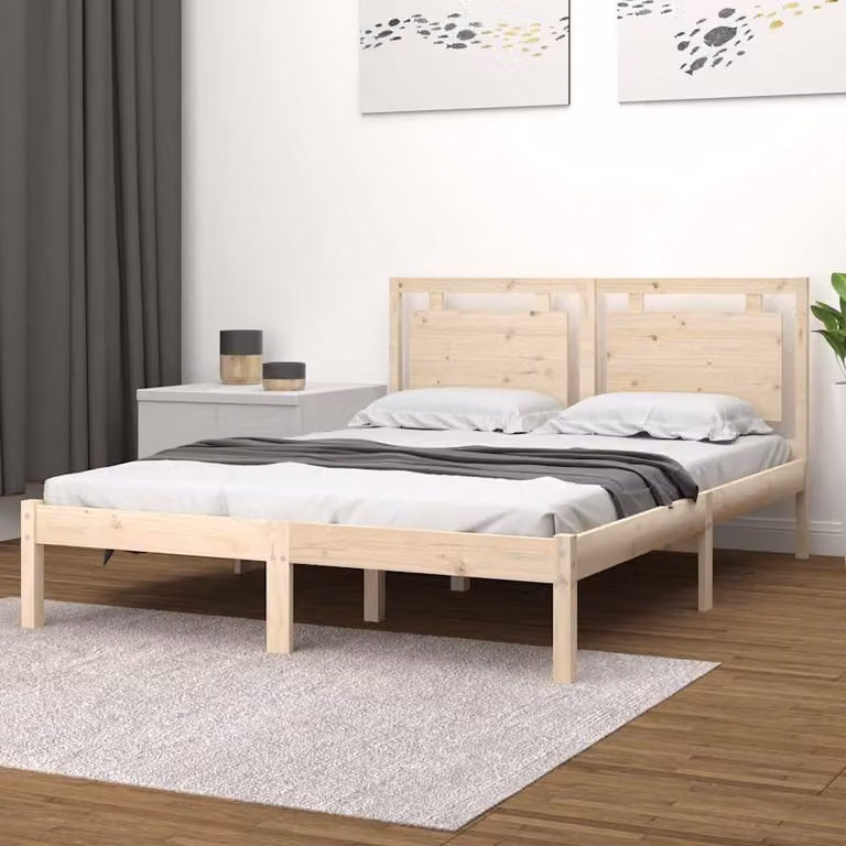 vidaXL Giroletto in Legno Massello di Pino Rustico, Colore Marrone e Beige, L/P/H: 120 x 200 cm