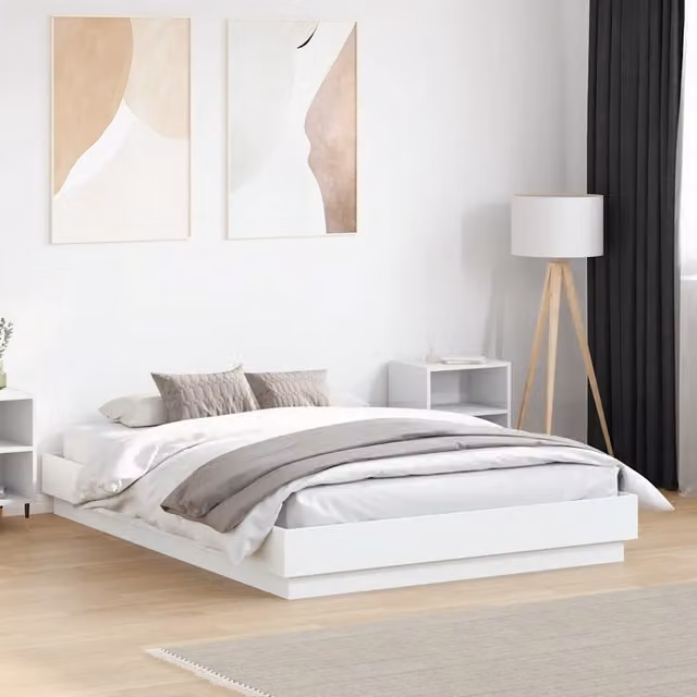 Letto singolo bianco vidaXL in legno con doghe fisse L/P/H: 200 x 120 x 23 cm