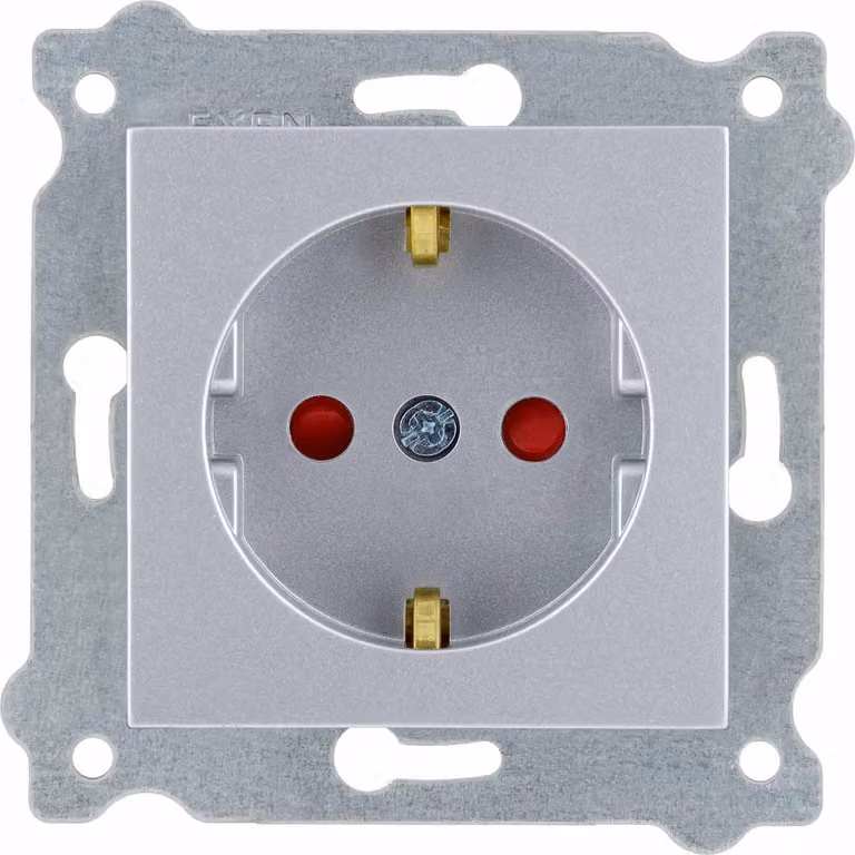 Presa di corrente con messa a terra Schuko 2P+T e copri sbarre Argento 238/10E EXEN