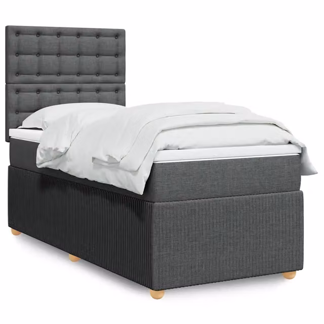 Letto con Giroletto a Molle e Materasso vidaXL Grigio e Bianco L: 100 cm, P: 200 cm