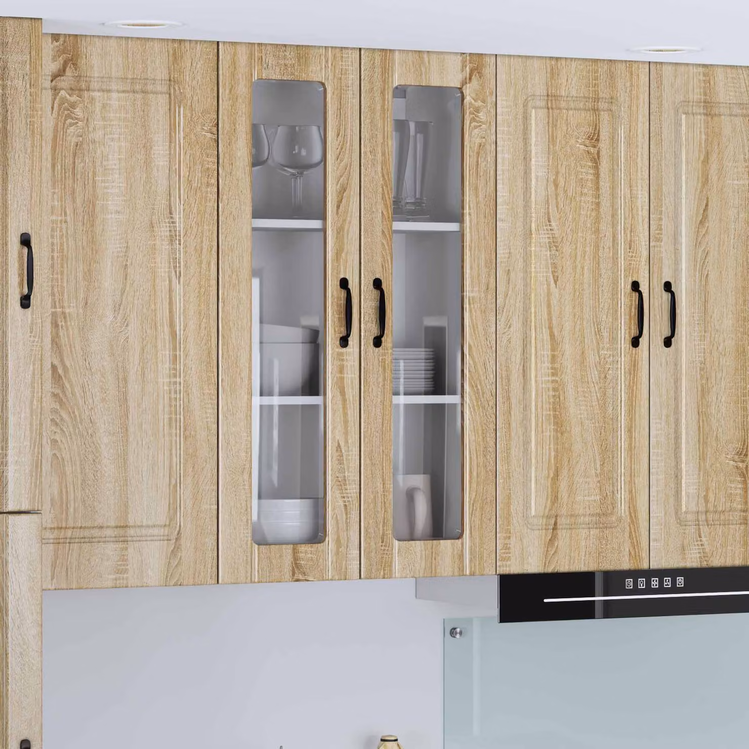 Mobile da parete LUCCA vidaXL in Rovere Sonoma con ante in vetro, L 60 cm x P 31 cm x H 100 cm