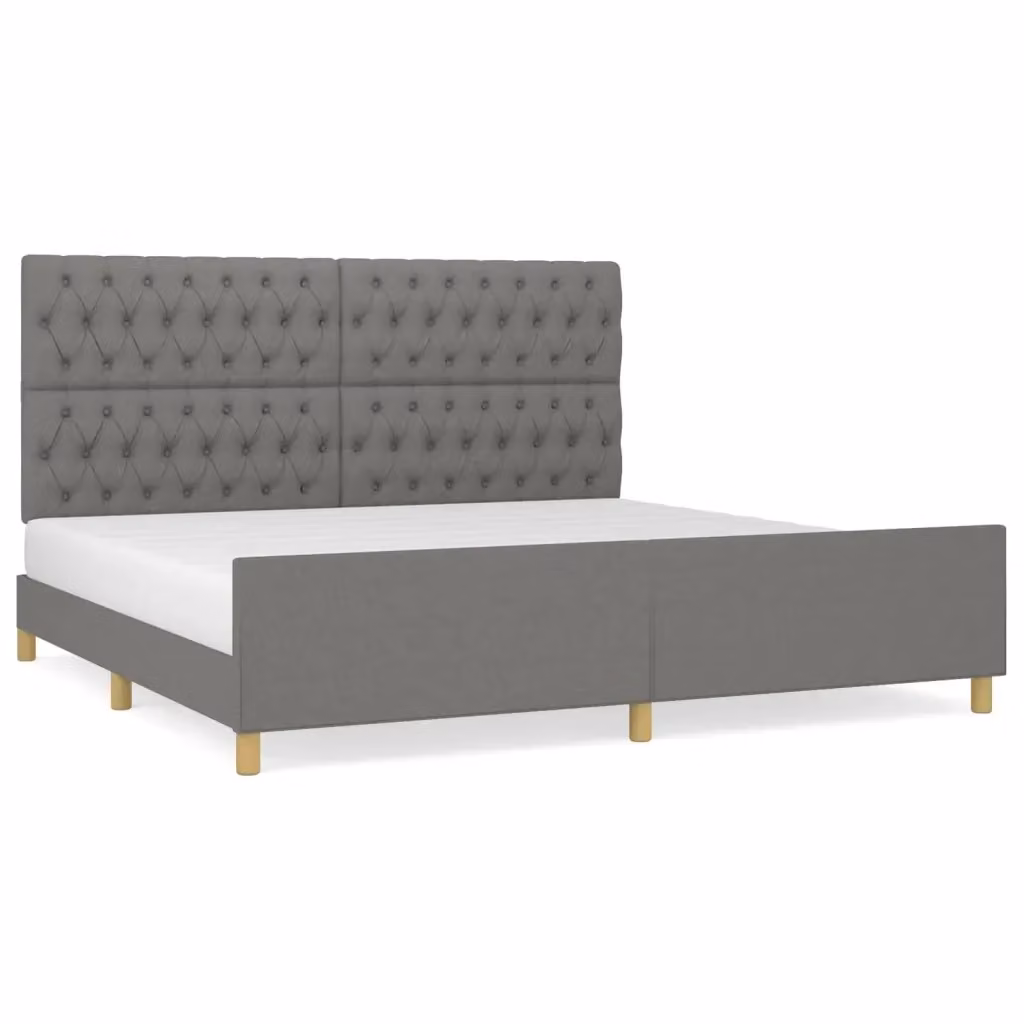 vidaXL Giroletto con Testiera in Tessuto Grigio con Struttura in Legno di Larice 200x200 cm – 2
