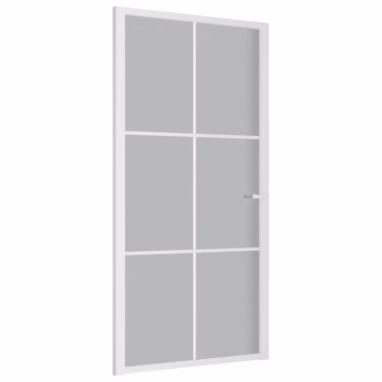 Porta interna 102,5x201,5 cm Vetro satinato bianco e alluminio