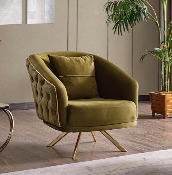 Sessel Design Couch Sofa Relax Hochwertig Textil Polster Sitzer Luxus Grün