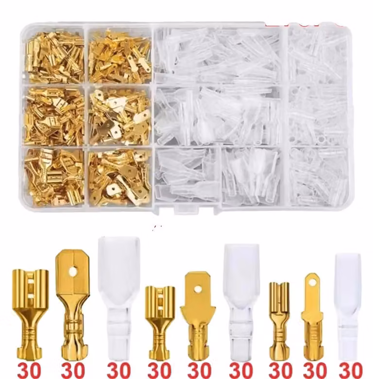 Connettori a crimpare, isolati, set assortito da 270 pezzi, 270PCS, colore oro