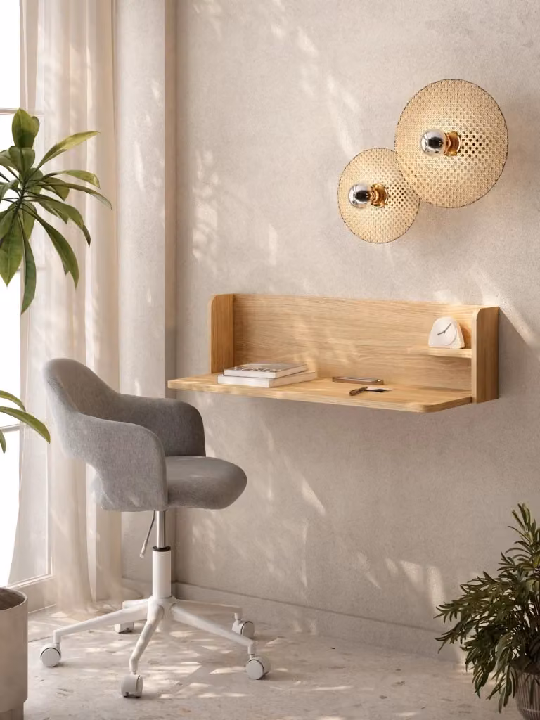 Scrivania da parete Herdasa moderna in effetto legno marrone L/P/H: 90 x 25 x 35 cm – 2