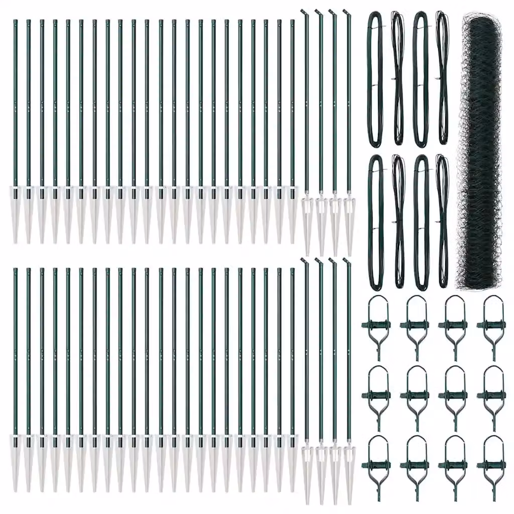 Recinzione esagonale con palo vidaXL in acciaio rivestito in PVC verde, L: 100 cm, H: 120 cm – 2